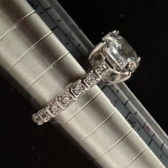 GET ENGAGED Classy Sterling Silver Square Cut CZ Ring w/Sm Round Stones SZ 6 - Picture 7 of 12